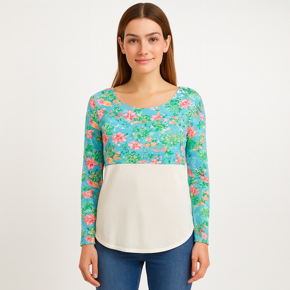 Disney Parks x Lilly Pulitzer Finn Blue Ibiza Lilly Loves Disney L/S Top - MED - Picture 1 of 13